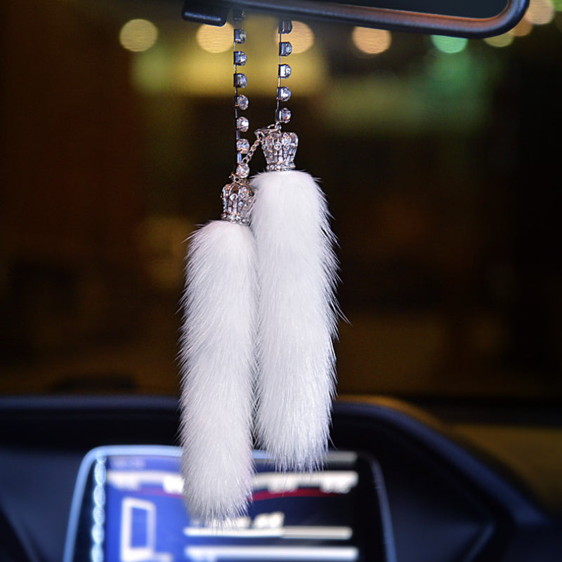 Carsine Car rearview mirror fluff pendant