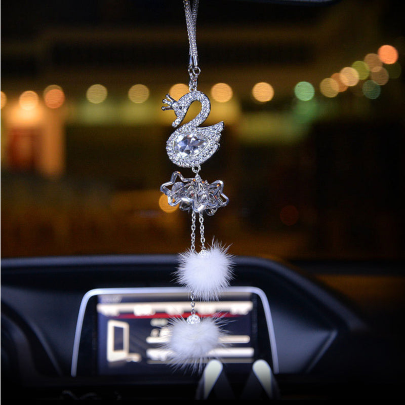 Carsine Car rearview mirror pendant crystal swan