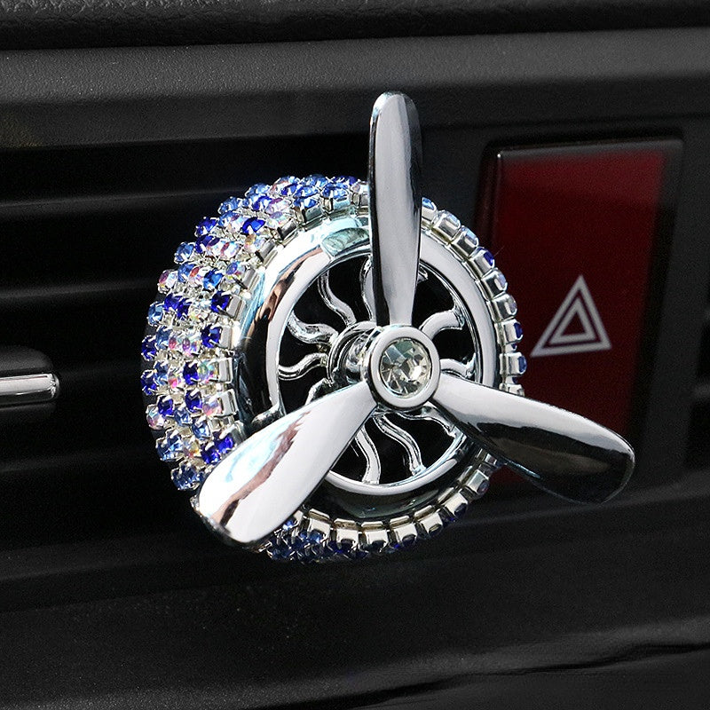 Carsine Rhinestone car air outlet aromatherapy holder Silver blue