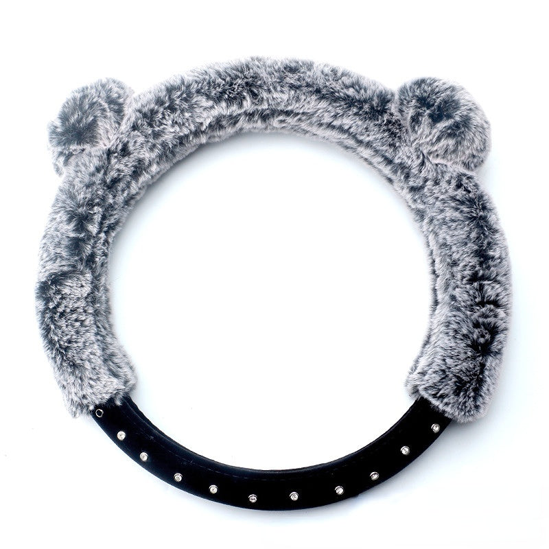 Carsine Rhinestone Plush Steering Wheel Cover