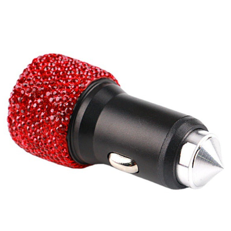 Carsine Rhinestone car safety hammer USB charging head