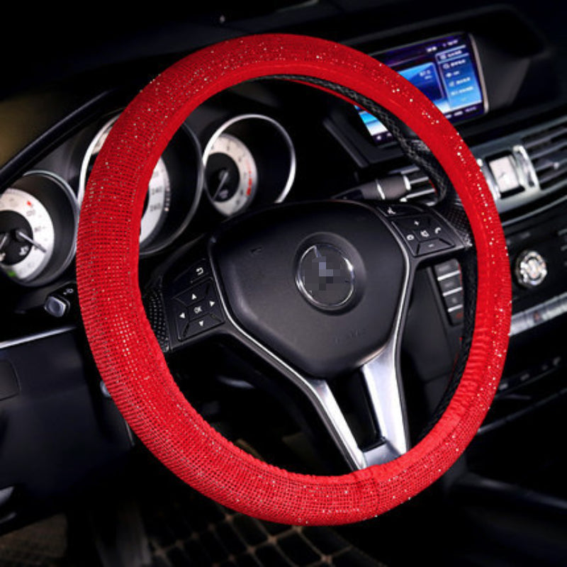 Carsine Rhinestone Steering Wheel Cover Red / 14.96 in / 38cm