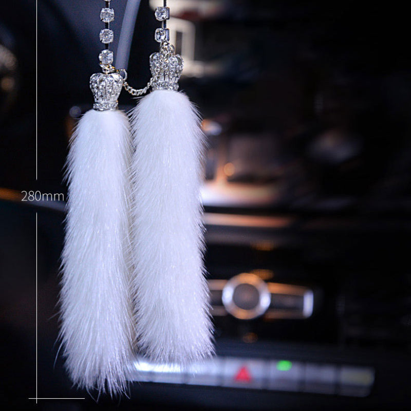 Carsine Car rearview mirror fluff pendant