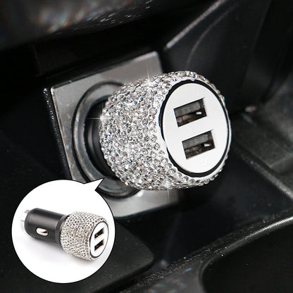 Carsine Rhinestone car safety hammer USB charging head White