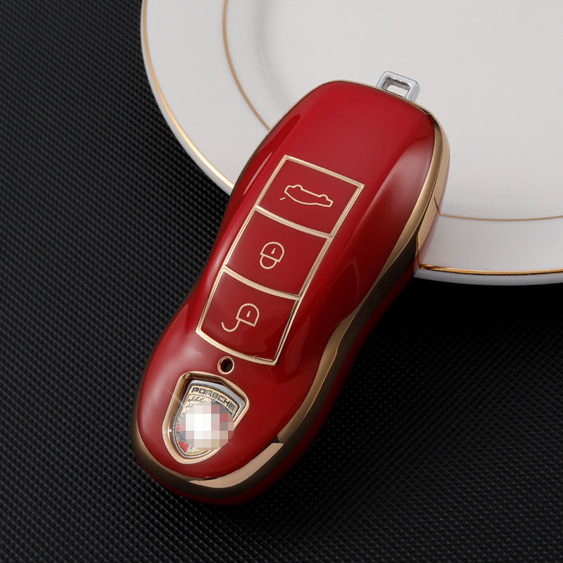Carsine Porsche Car Key Case Golden Edge Red / Key case