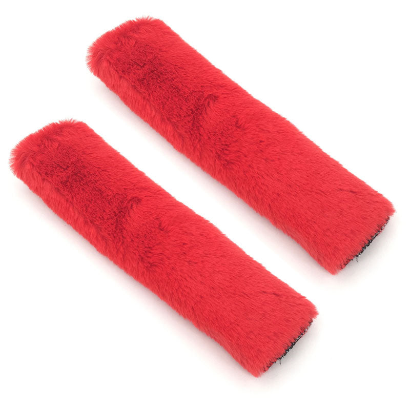 Carsine Plush Seat Belt Cover 2 Pack Red