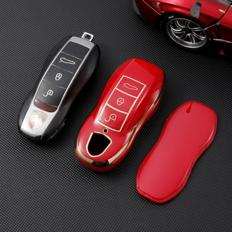 Carsine Porsche Car Key Case Golden Edge