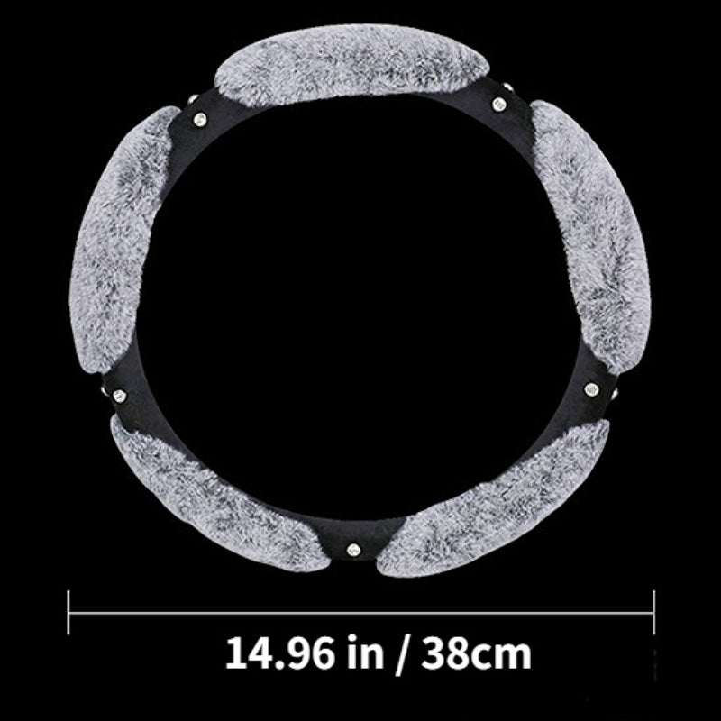 Carsine Rhinestone Plush Steering Wheel Cover