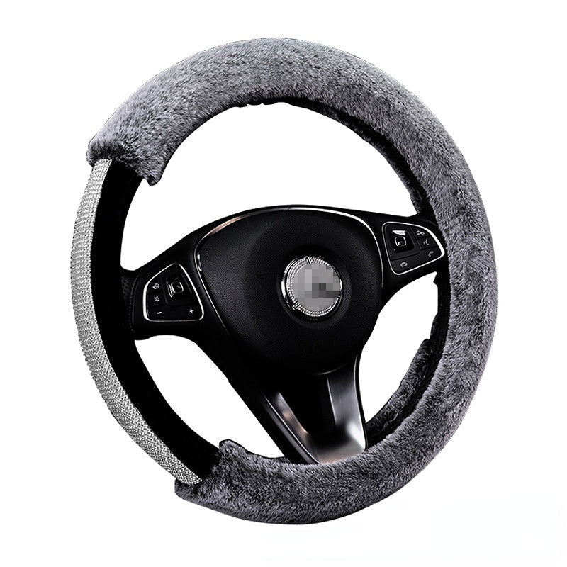 Carsine Rhinestone Plush Steering Wheel Cover