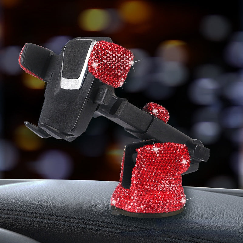 Carsine Rhinestone Car Phone Holder Scalable Red