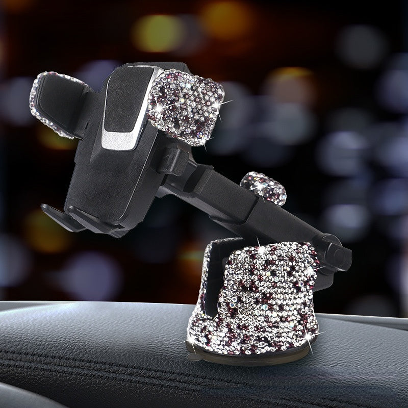 Carsine Rhinestone Car Phone Holder Scalable Purple