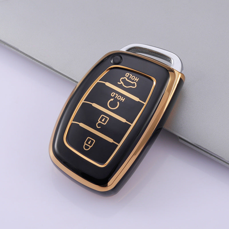Carsine Hyundai Car Key Case Golden Edge Black / Key case