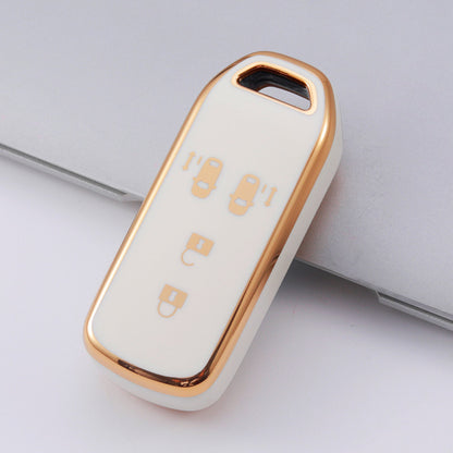 Carsine Honda Car Key Case Golden Edge White / 4 buttons