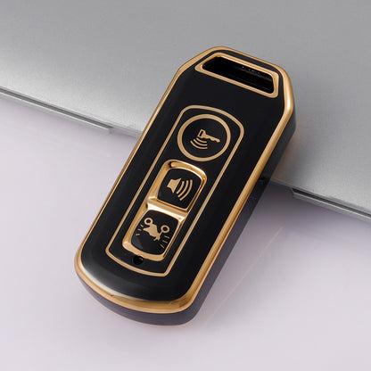 Carsine Honda Motorcycle Key Case Golden Edge Black / 3 buttons