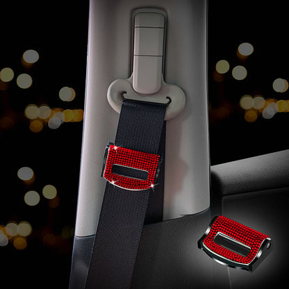 Carsine Rhinestone car seat belt adjuster Red