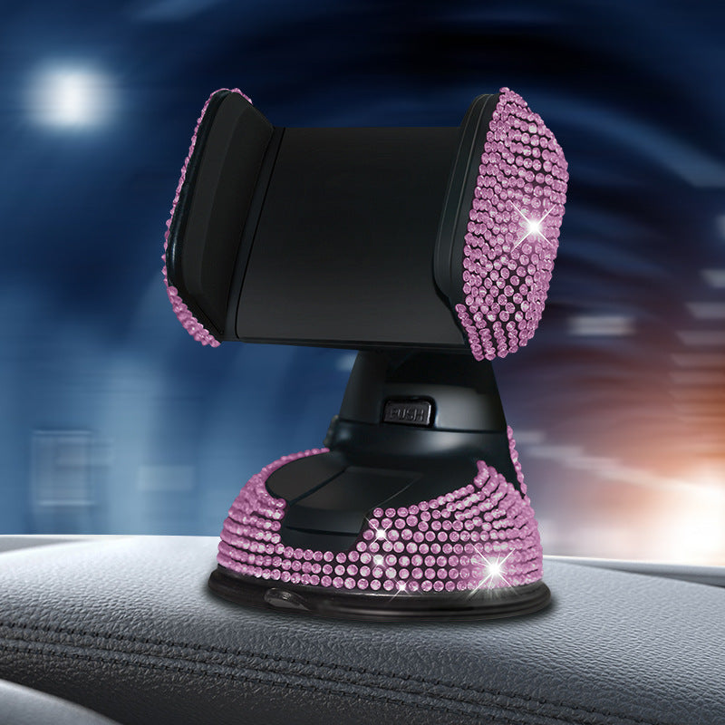 Carsine Rhinestone Car Phone Holder Pink