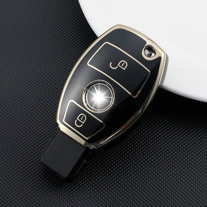 Carsine Mercedes Benz Car Key Case Golden Edge Black / Key case