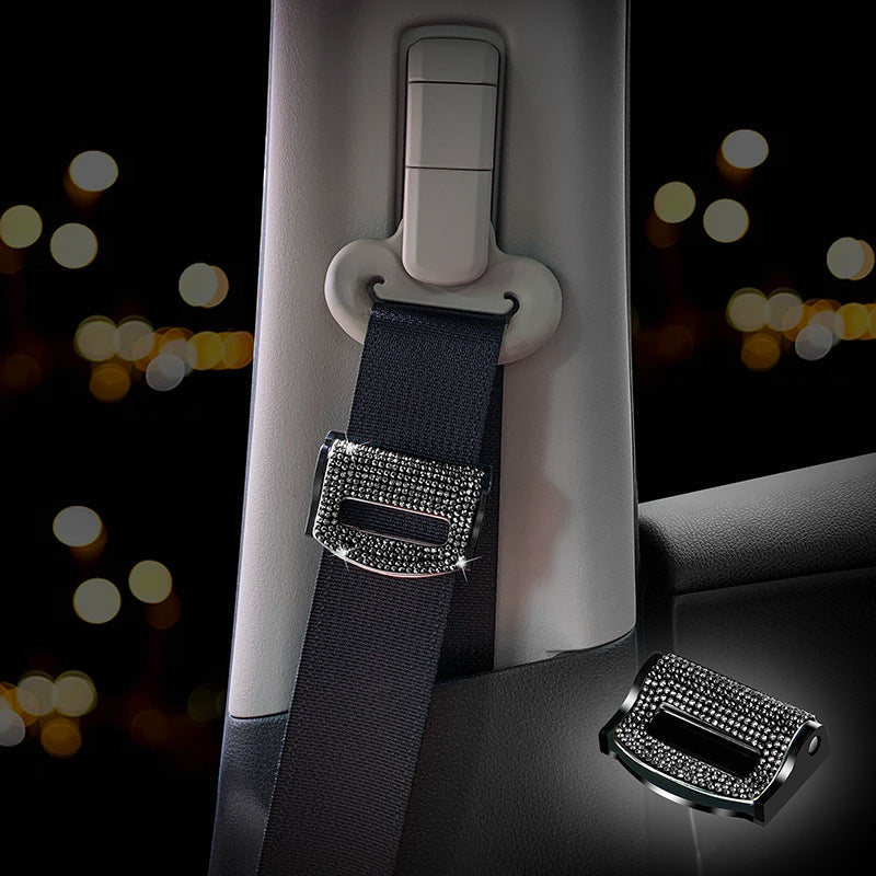 Carsine Rhinestone car seat belt adjuster Black