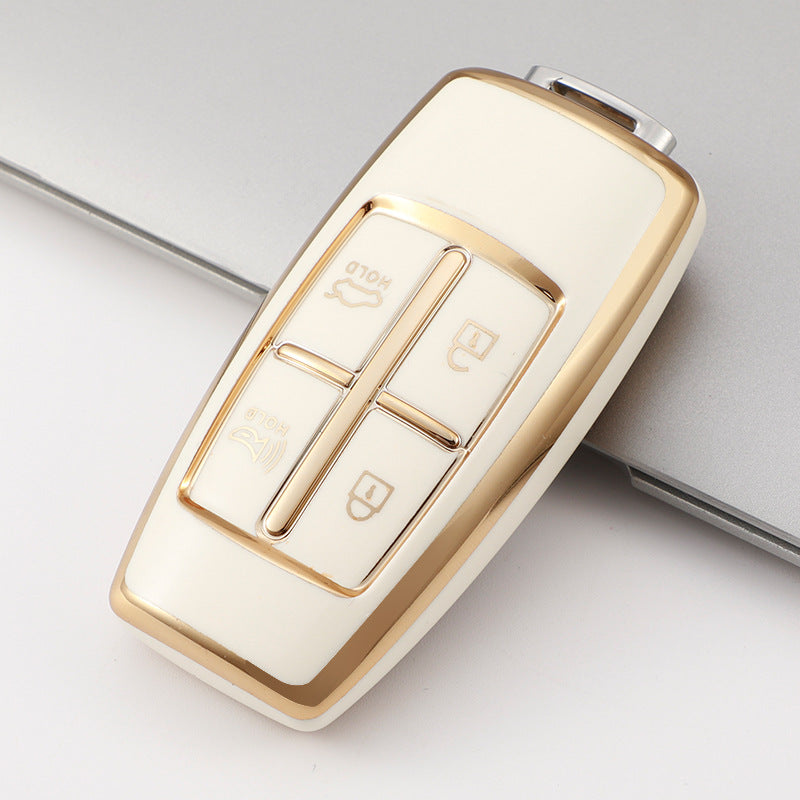 Carsine Genesis Car Key Case Golden Edge Type B / White / Key case