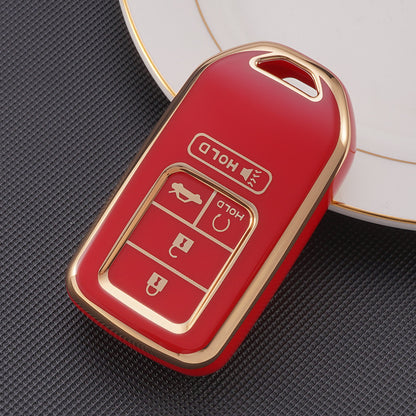 Carsine Honda Acura Car Key Case Golden Edge Red / 5 buttons