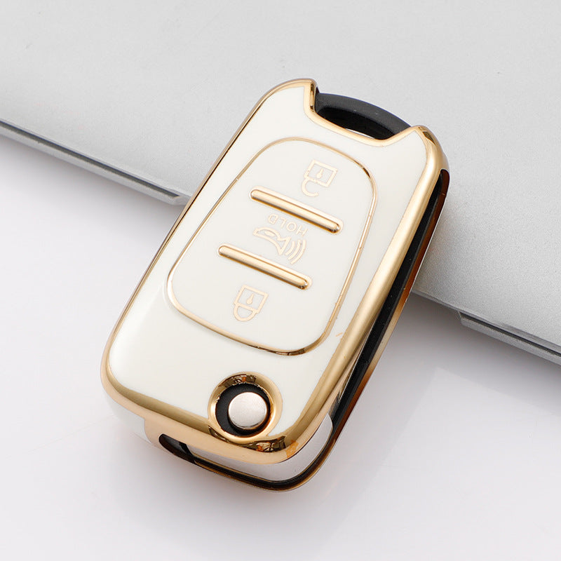 Carsine Hyundai Kia Car Key Case Golden Edge White / Key case