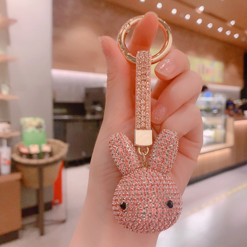 Carsine Rabbit Bunny Head Key Pendant Pink