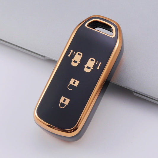 Carsine Honda Car Key Case Golden Edge Black / 4 buttons