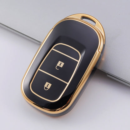 Carsine Honda Acura Car Key Case Golden Edge Black / 2 buttons