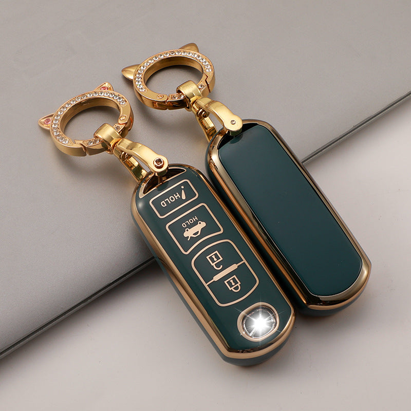 Carsine Mazda Toyota Car Key Case Golden Edge Grey / Key case(no chain)