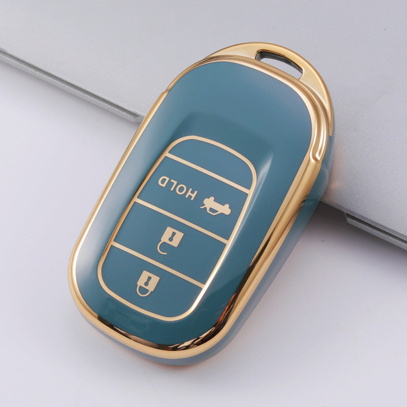 Carsine Honda Acura Car Key Case Golden Edge Grey / 3 buttons