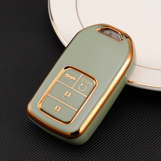 Carsine Honda Acura Car Key Case Golden Edge Green / 4 buttons