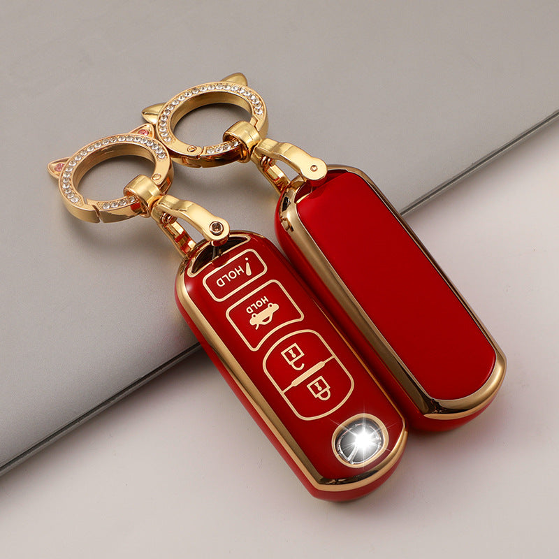 Carsine Mazda Toyota Car Key Case Golden Edge Red / Key case(no chain)