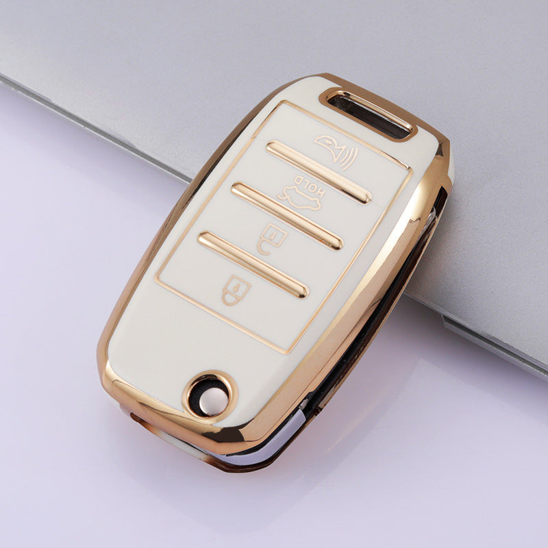 Carsine Kia Car Key Case Golden Edge White / Key case