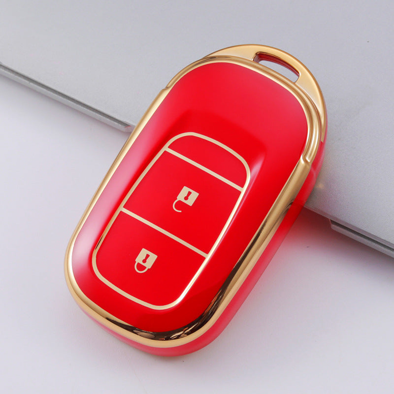 Carsine Honda Acura Car Key Case Golden Edge Red / 2 buttons