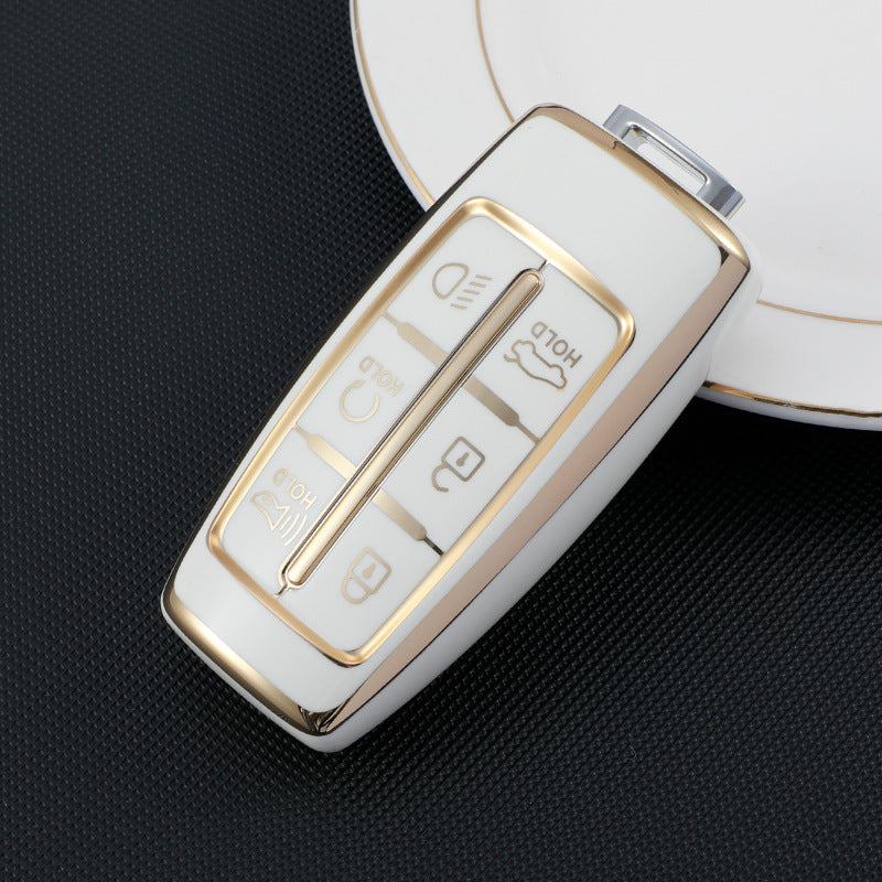 Carsine Genesis Car Key Case Golden Edge Type A / White / Key case