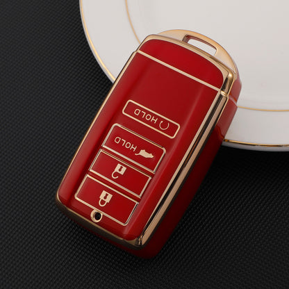 Carsine Honda Acura Car Key Case Golden Edge Red / 4 buttons