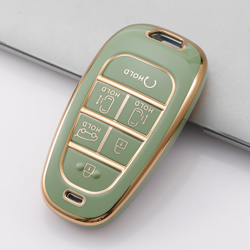 Carsine Hyundai Car Key Case Golden Edge Green / Key case