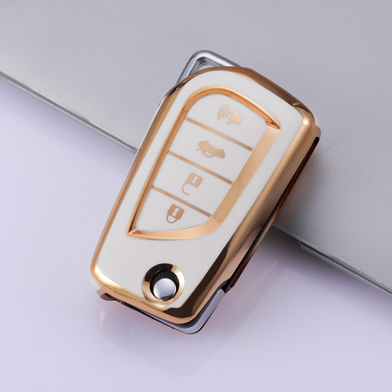 Carsine Toyota Car Key Case Golden Edge White / Key case