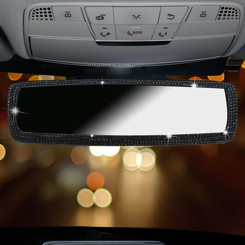 Carsine Rhinestone car rearview mirror Black