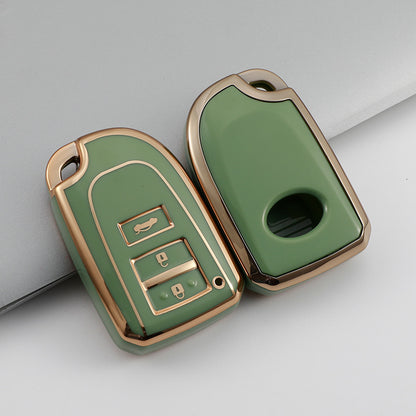 Carsine Toyota Car Key Case Golden Edge 3 Buttons / Green / Key case