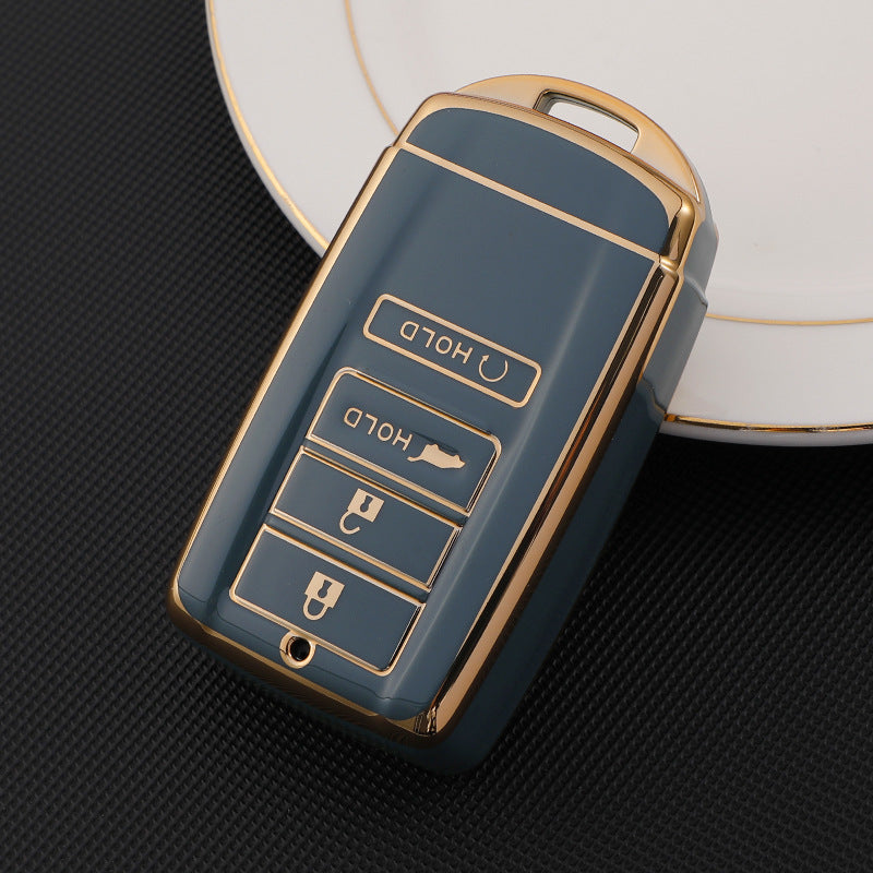 Carsine Honda Acura Car Key Case Golden Edge Grey / 4 buttons