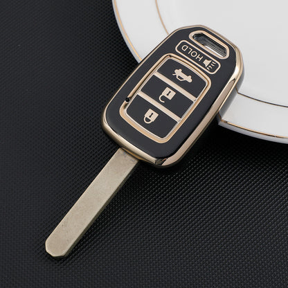 Carsine Honda Car Key Case Golden Edge black / 3+1 buttons