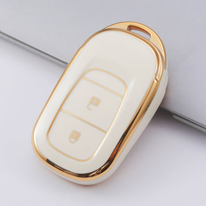 Carsine Honda Acura Car Key Case Golden Edge White / 2 buttons