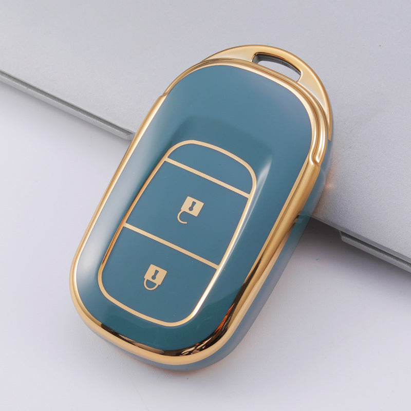 Carsine Honda Acura Car Key Case Golden Edge Grey / 2 buttons