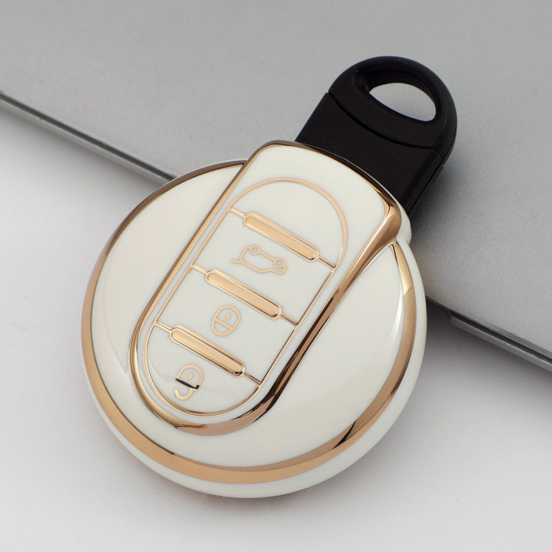 Carsine BMW Mini Car Key Case Golden Edge White / Key case