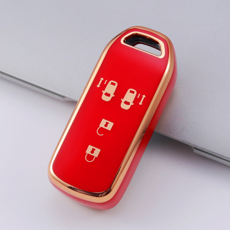 Carsine Honda Car Key Case Golden Edge Red / 4 buttons
