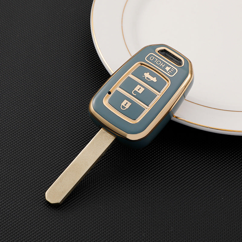 Carsine Honda Car Key Case Golden Edge grey / 3+1 buttons