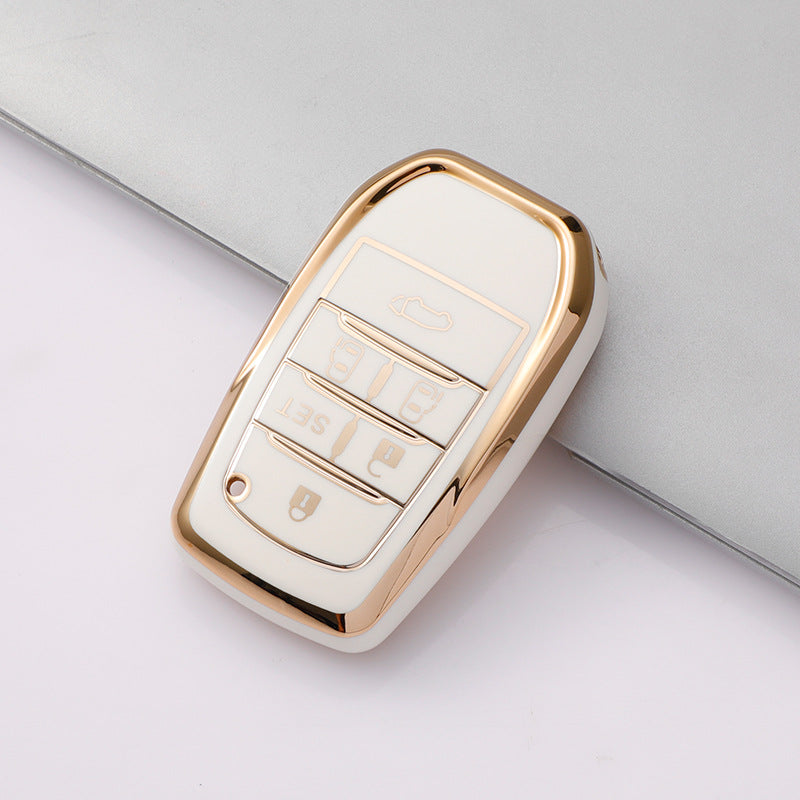 Carsine Toyota Car Key Case Golden Edge White / Key case