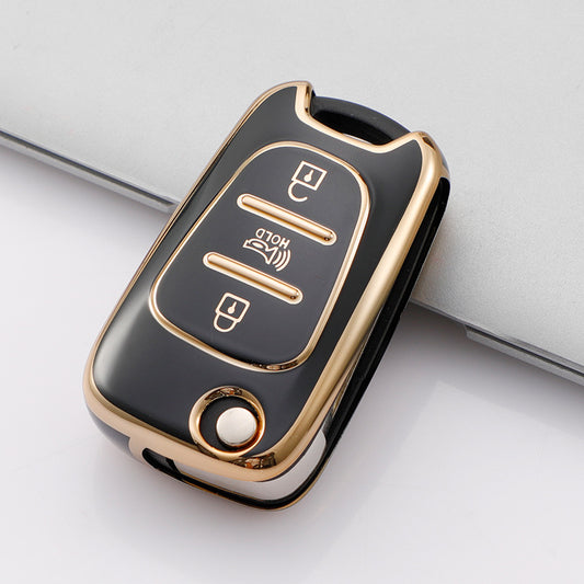 Carsine Hyundai Kia Car Key Case Golden Edge Black / Key case