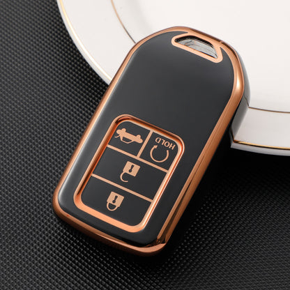 Carsine Honda Acura Car Key Case Golden Edge Black / 4 buttons